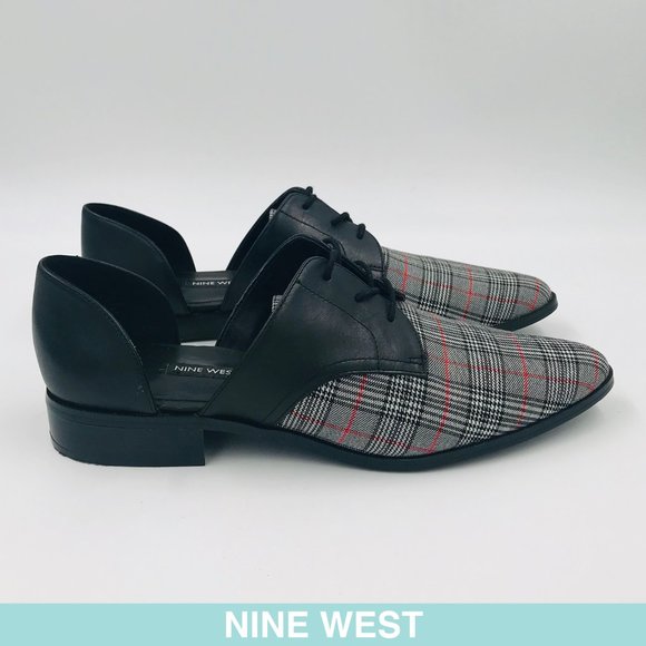 Nine West Shoes - Auth Nine West grey checked leather shoes